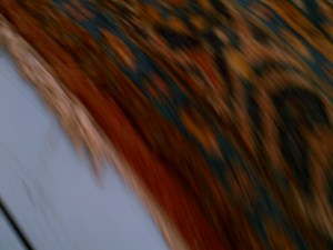 Toddle on the run, rug under foot